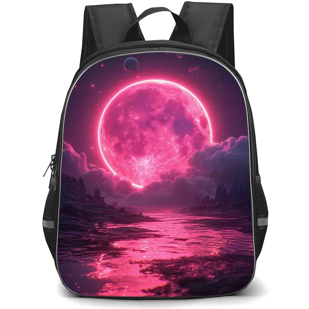 Girlish Backpack StudentPack - Girlish Pink Moon and Planets