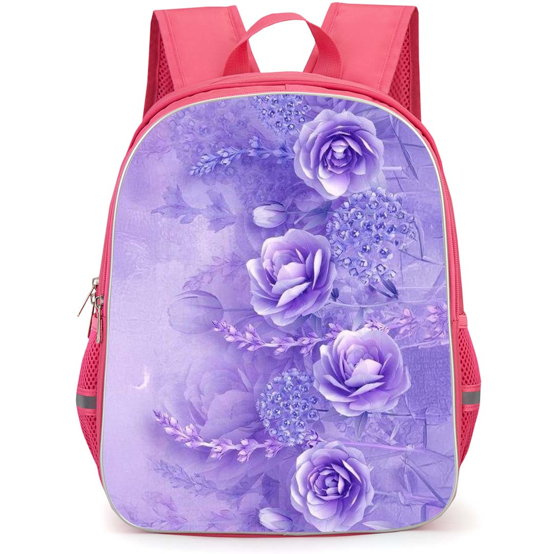 Girlish Backpack StudentPack - Girlish Purple Flowers With Beads