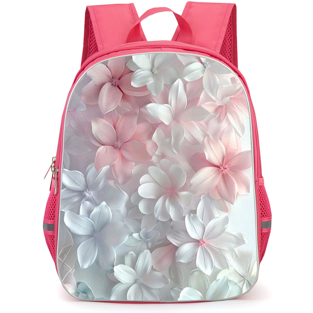 Girlish Backpack StudentPack - Girlish White And Pink Flower Five Petals