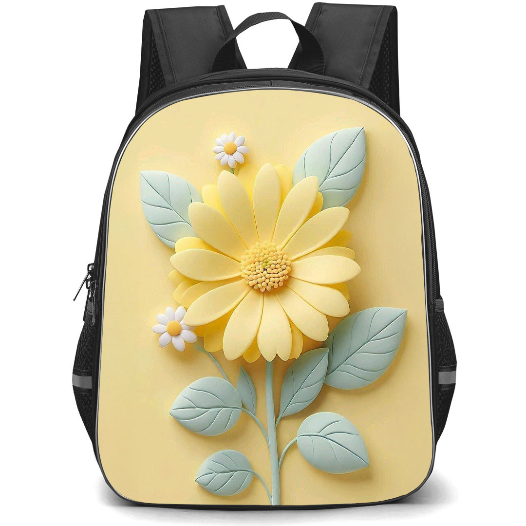 Girlish Backpack StudentPack - Girlish Yellow Daisy In Yellow Background