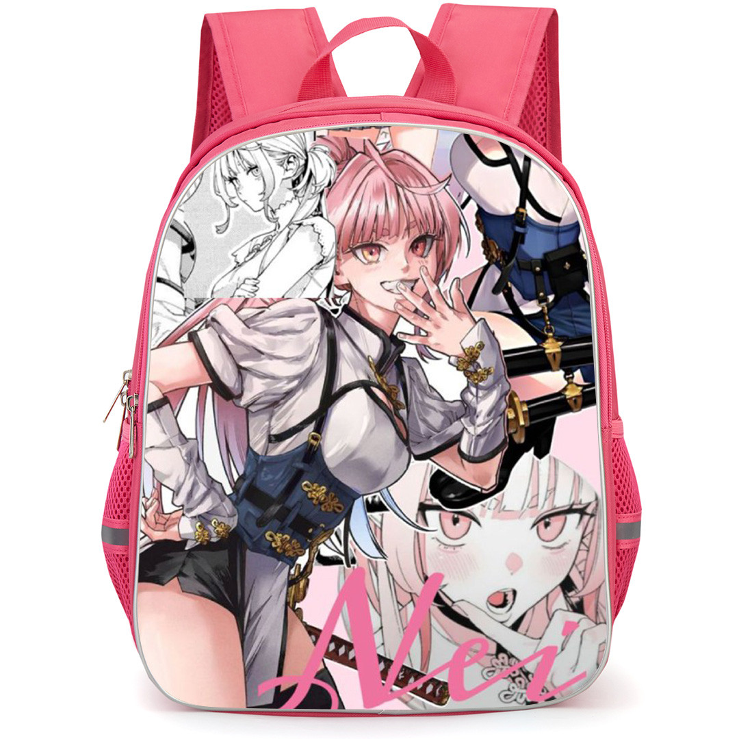 Gokurakugai Nei Takarai Backpack School Bag StudentPack - Nei Takarai Smiling Sword Portrait Collage