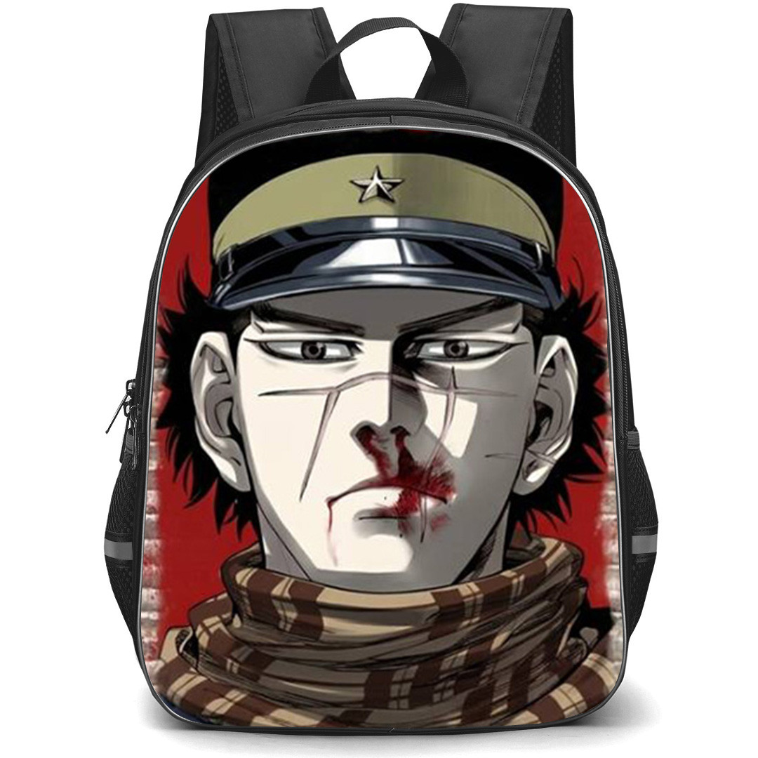 Golden Kamuy Saichi Sugimoto Backpack School Bag StudentPack - Golden Kamuy Saichi Sugimoto Avatar On Brick Wall Illustration Art Poster