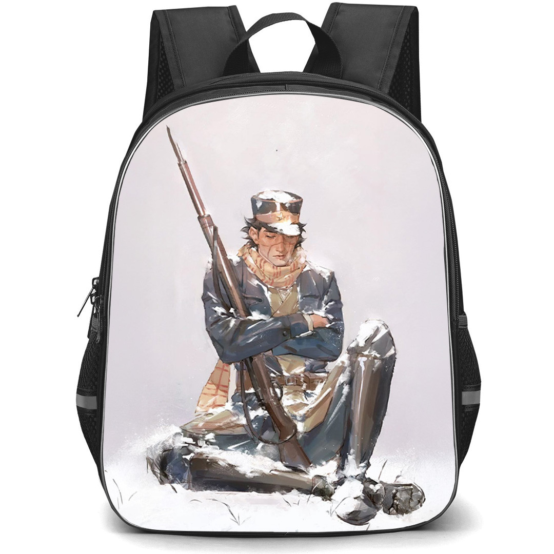 Golden Kamuy Saichi Sugimoto Backpack School Bag StudentPack - Golden Kamuy Saichi Sugimoto Holding Riffle And Sitting Painting Poster