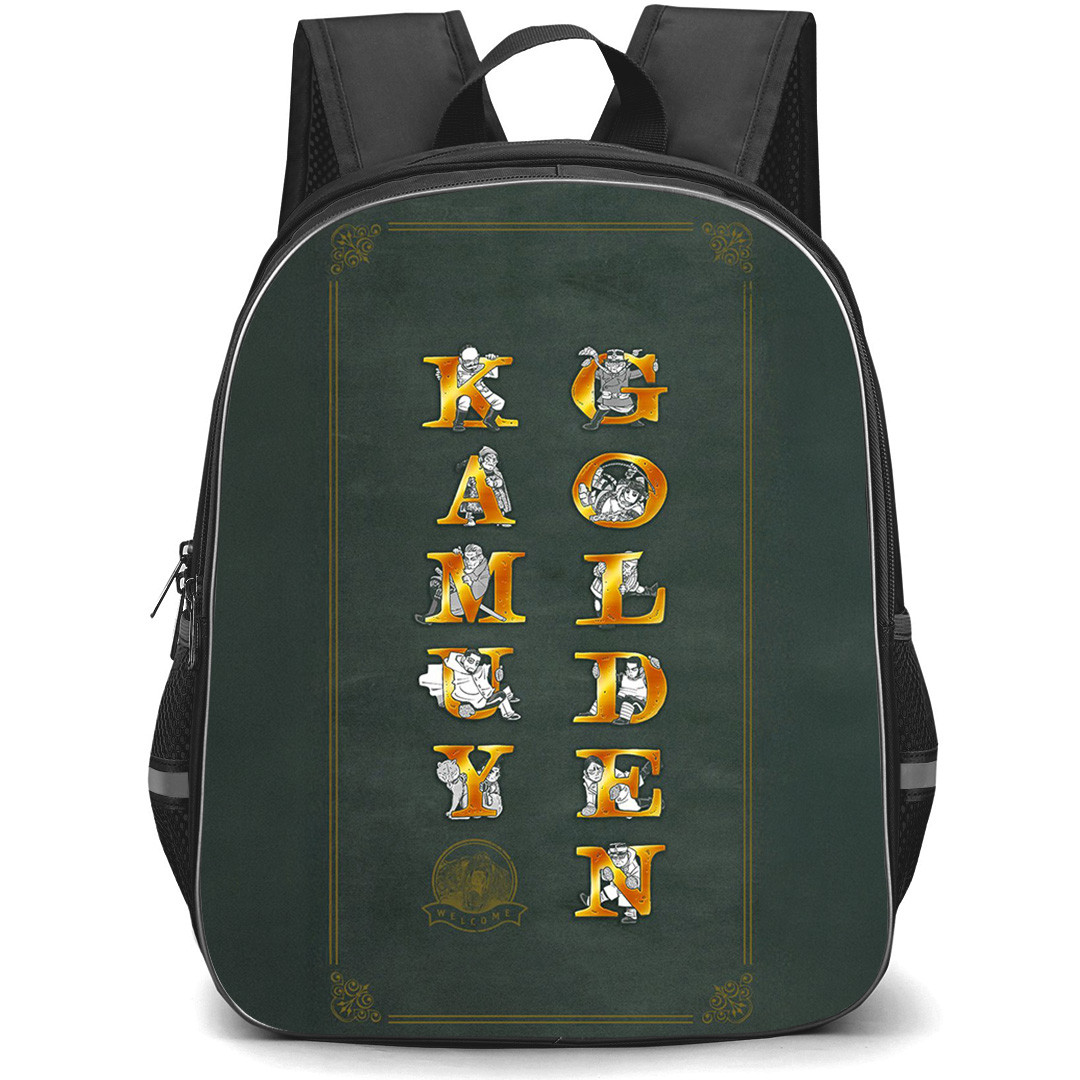 Golden Kamuy Backpack School Bag StudentPack - Golden Kamuy Text Logo On Green Background