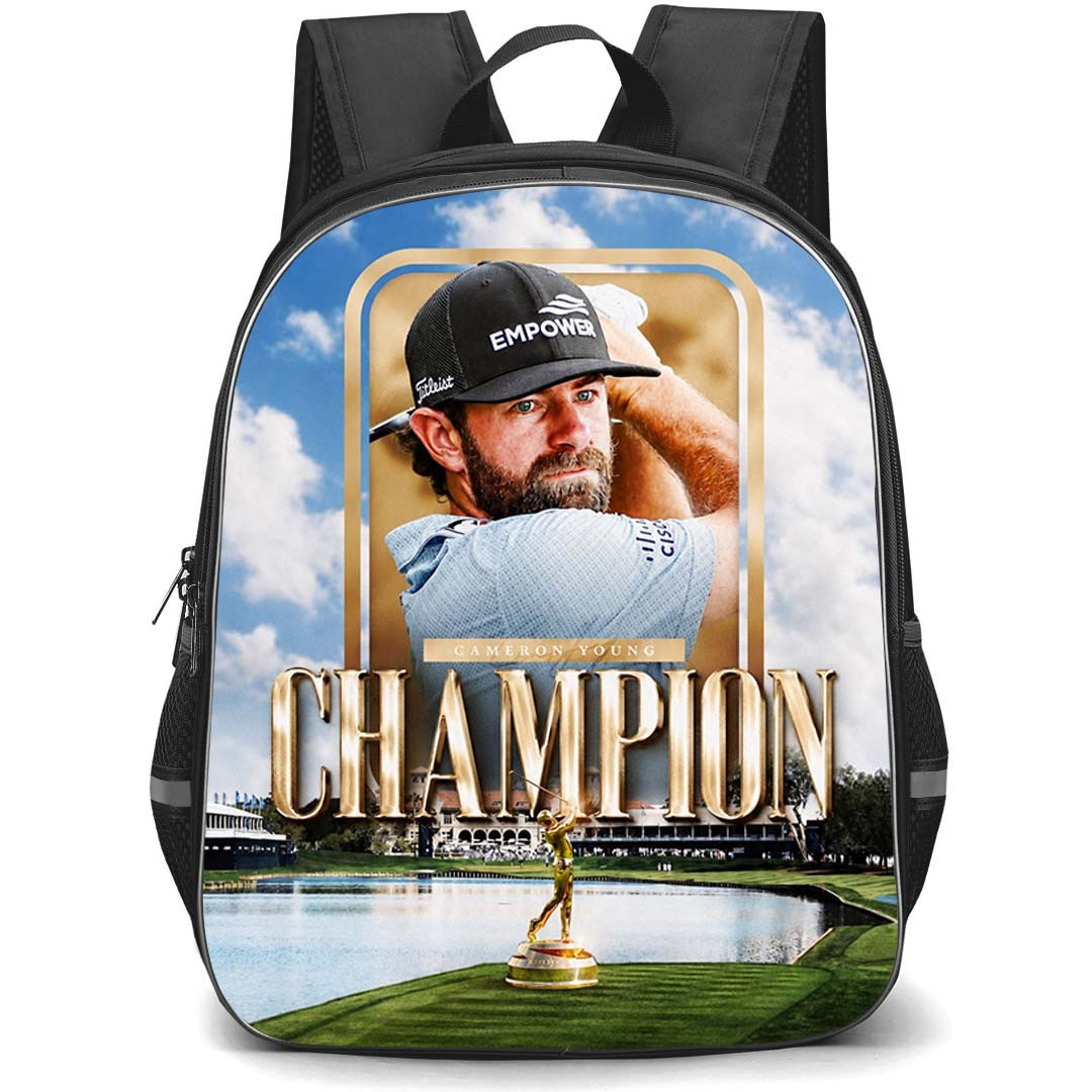 Golf Cameron Young Backpack School Bag StudentPack - Cameron Young Golden Champion Artwork Poster