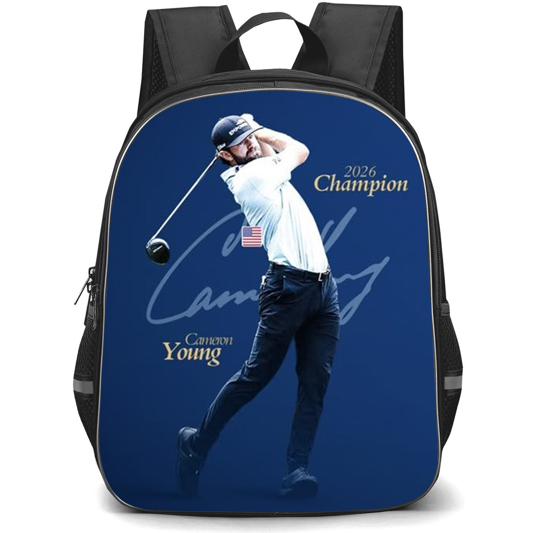Golf Cameron Young Backpack School Bag StudentPack - Cameron Young Navy Blue Champion Theme Poster
