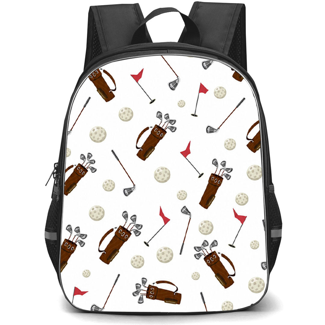 Golf Backpack School Bag StudentPack - Golf Equipment Pattern Art Poster