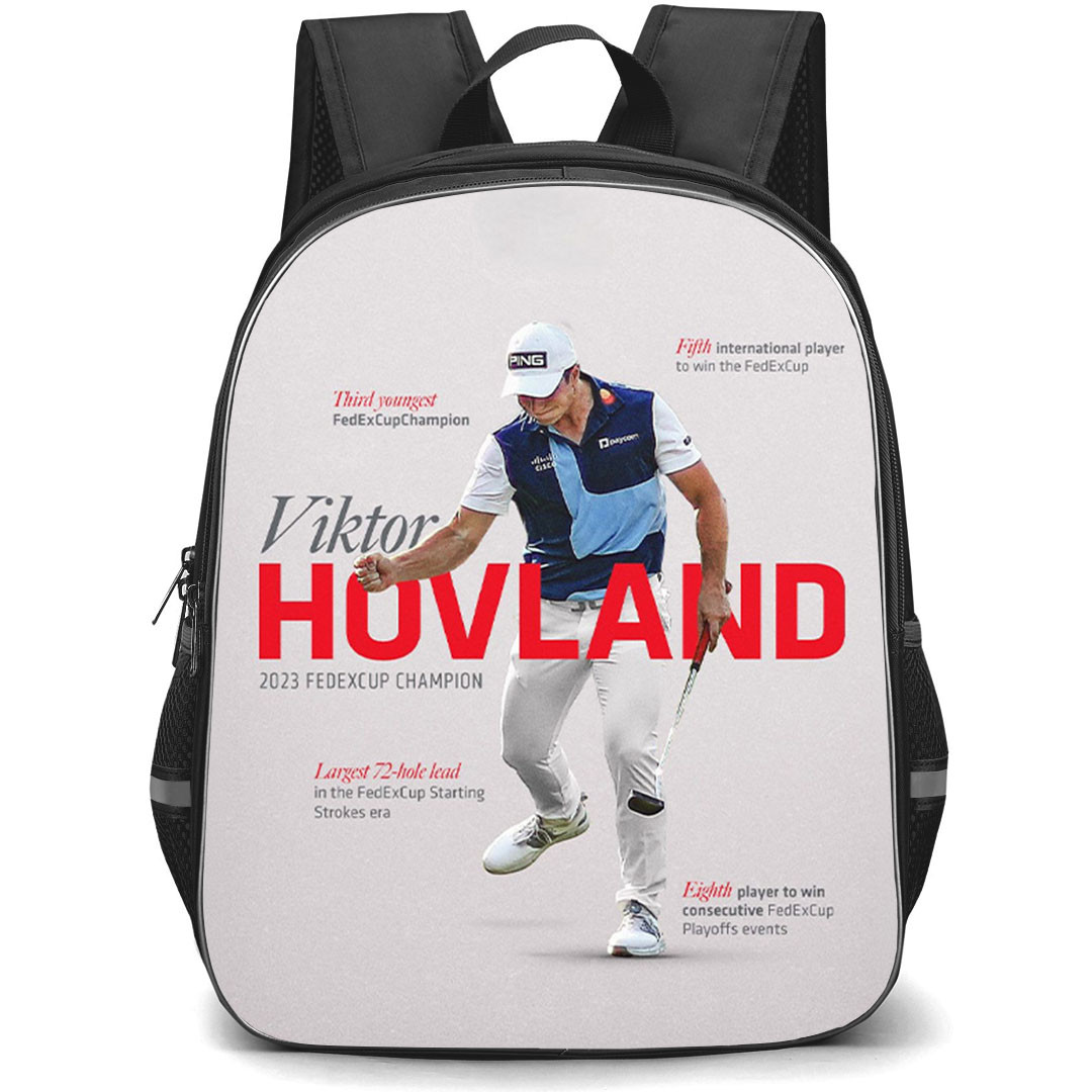 Golf Viktor Hovland Backpack School Bag StudentPack - Viktor Hovland 2023 FedExCup Champion Artwork Poster