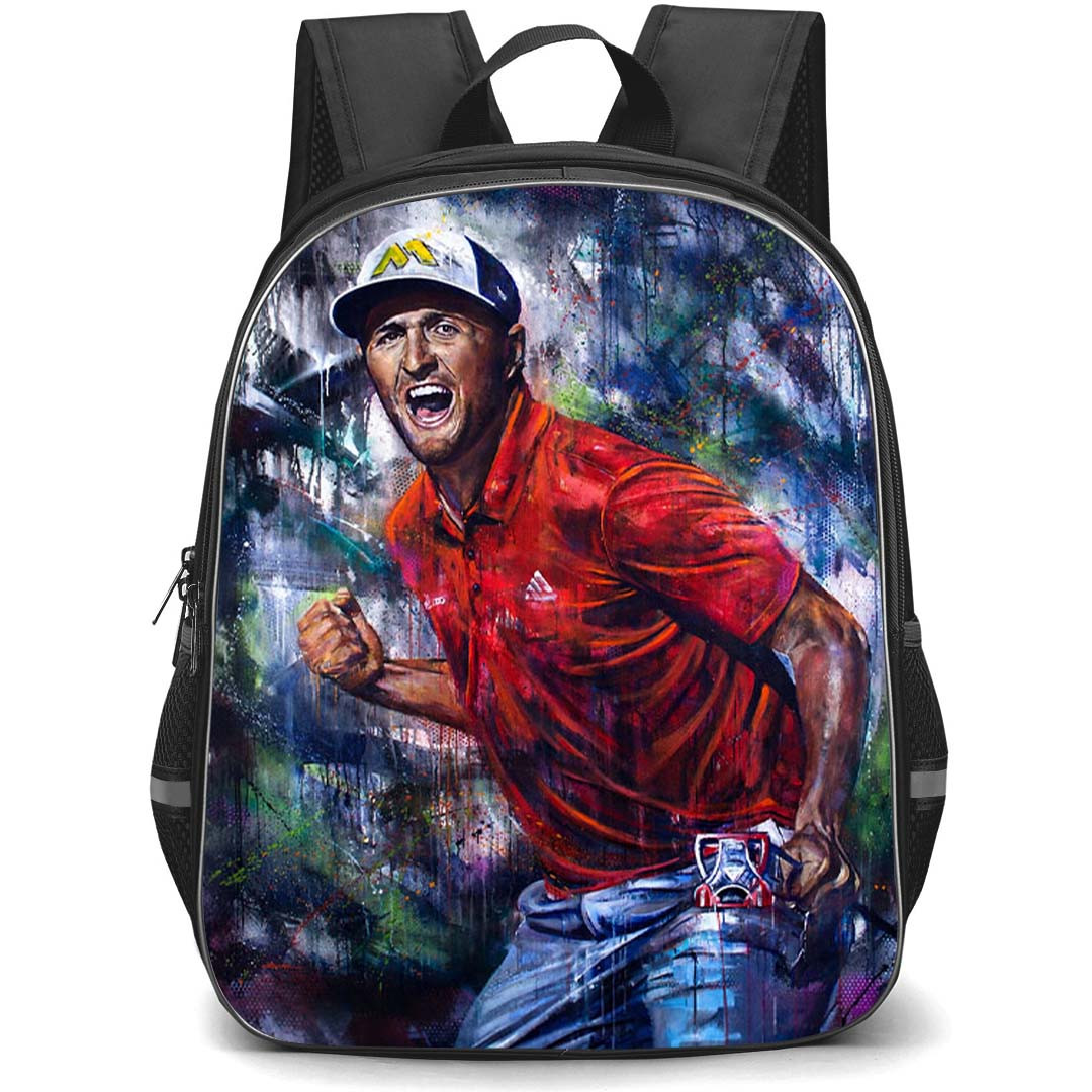 Golf Jon Rahm Backpack School Bag StudentPack - Jon Rahm Energetic Golf Celebration Paint Poster
