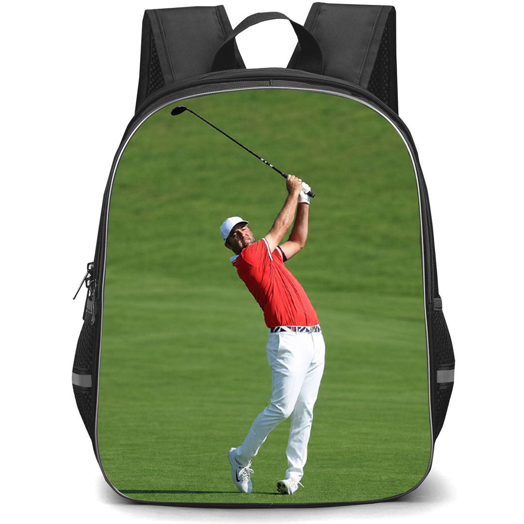 Golf Scottie Scheffler Backpack School Bag StudentPack - Scottie Scheffler Classic Fairway Swing Poster