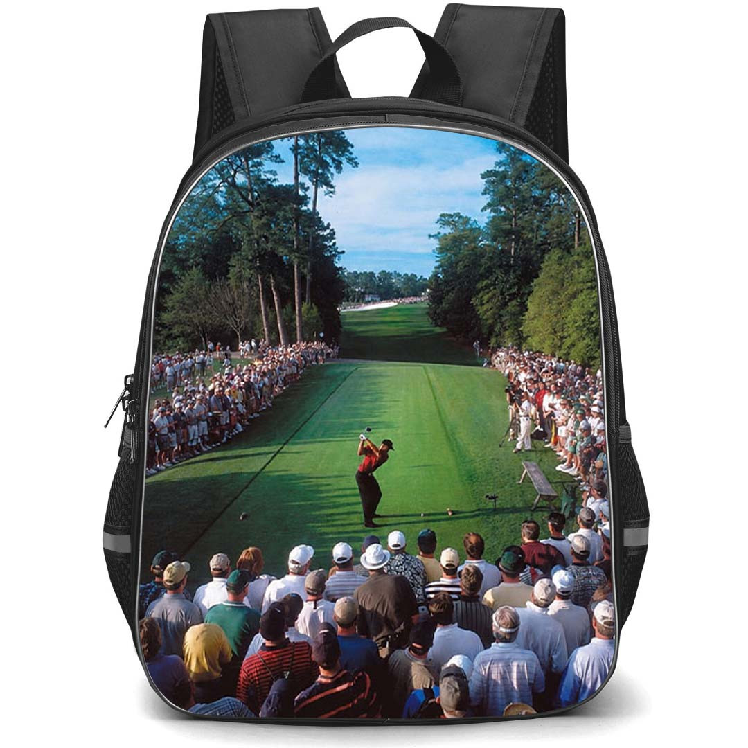 Golf Tiger Woods Backpack School Bag StudentPack - Tiger Woods Iconic Golf Crowd Scene Poster