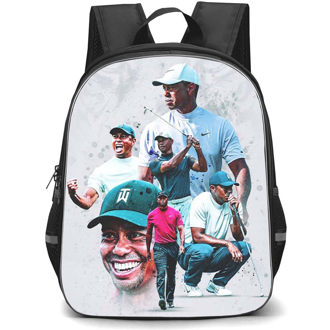 Golf Tiger Woods Backpack School Bag StudentPack - Tiger Woods Multi Pose Champion Collage Poster