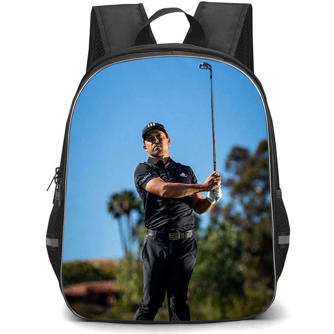Golf Xander Schauffele Backpack School Bag StudentPack - Xander Schauffele Stylish Fairway Portrait Poster