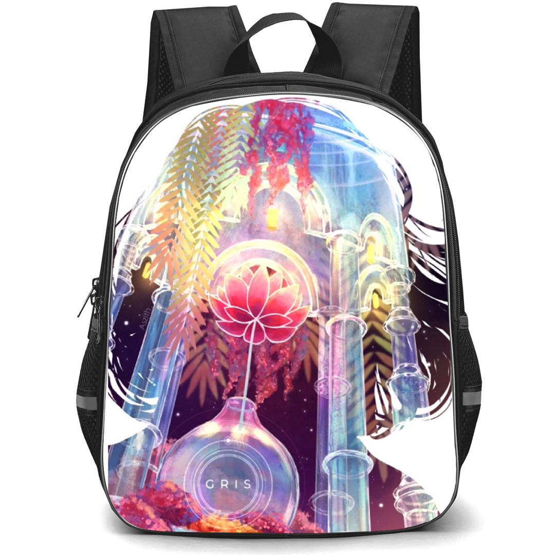 Gris Backpack School Bag StudentPack - Gris Silhouette Overlay Game Poster