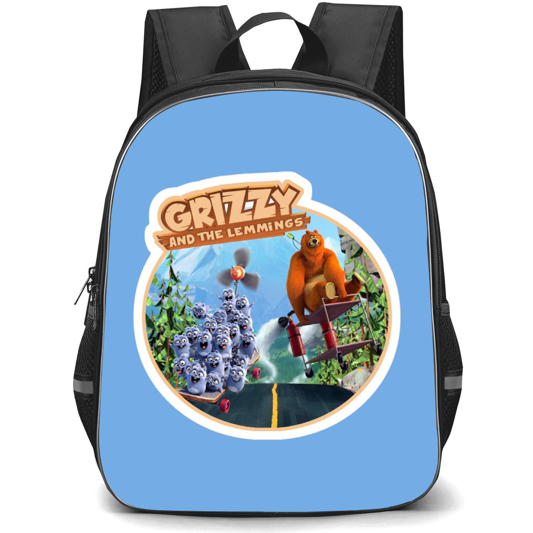 Grizzy and The Lemmings Backpack School Bag StudentPack - Riding In Highway Sticker