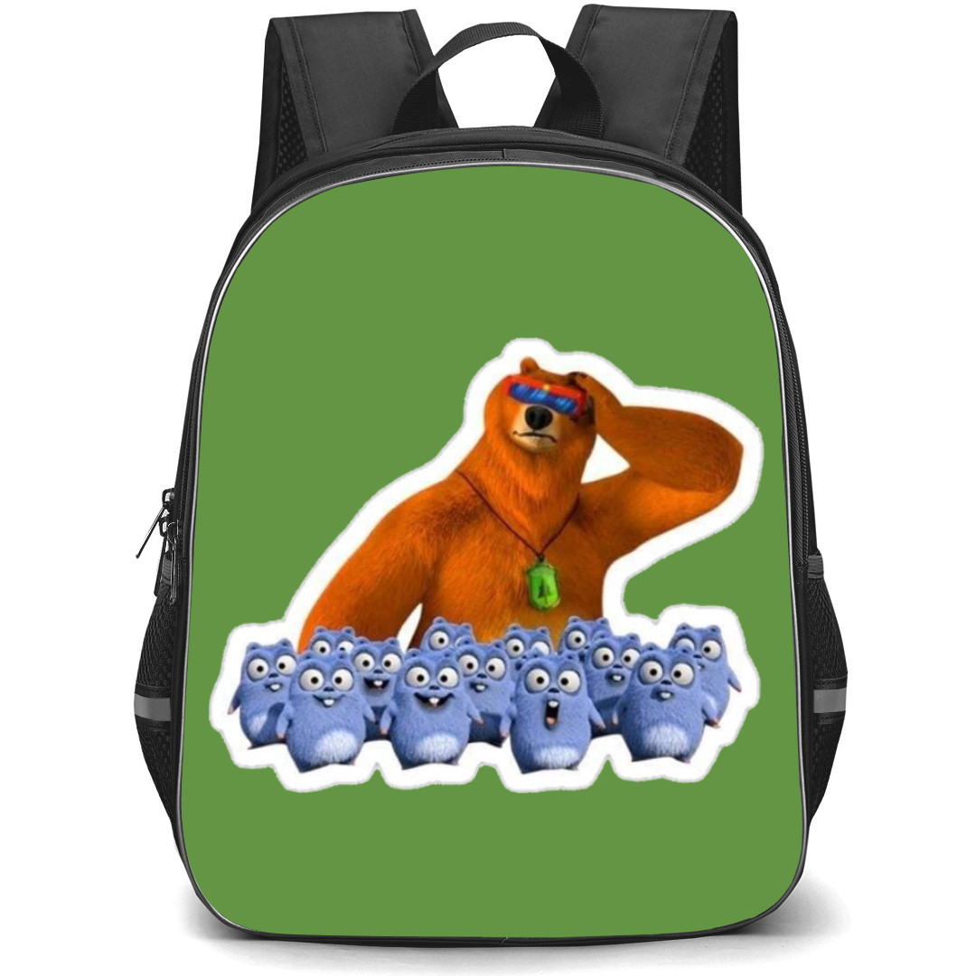 Grizzy and The Lemmings Backpack School Bag StudentPack - Wearing Glasses Happy Portrait Sticker