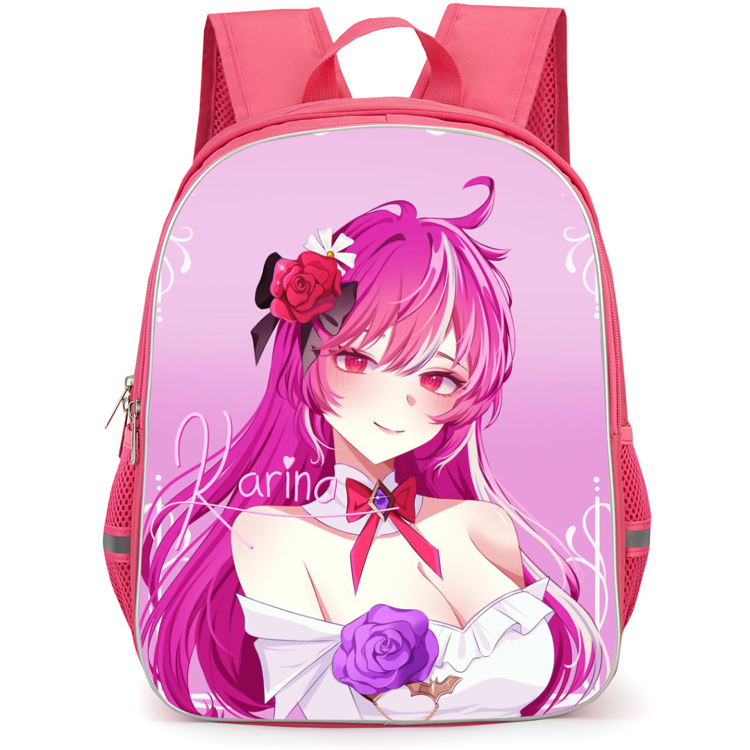 Guardian Tales Karina Backpack StudentPack - Karina Smiling Portrait In Pink Background