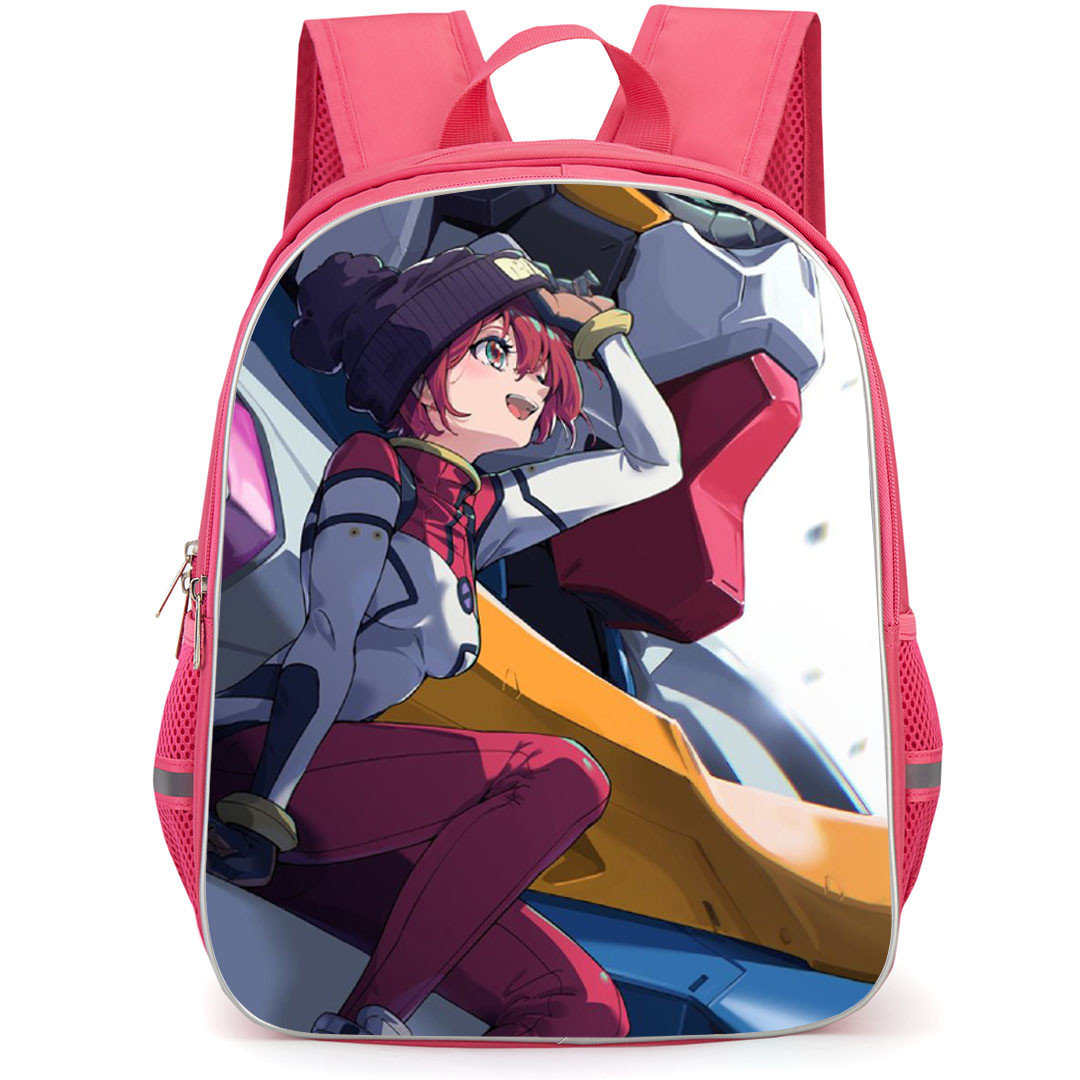 Mobile Suit Gundam GQuuuuuuX Backpack School Bag StudentPack - Amate Yuzuriha And GQuuuuuuX Sitting Smile Poster