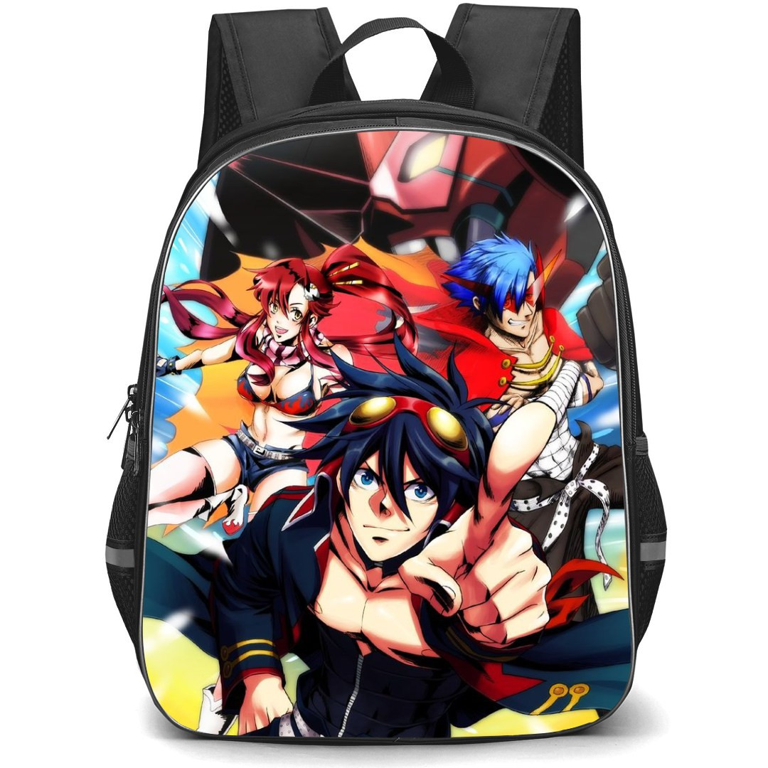 Gurren Lagann Backpack StudentPack - Characters Pointing Finger Robot Background