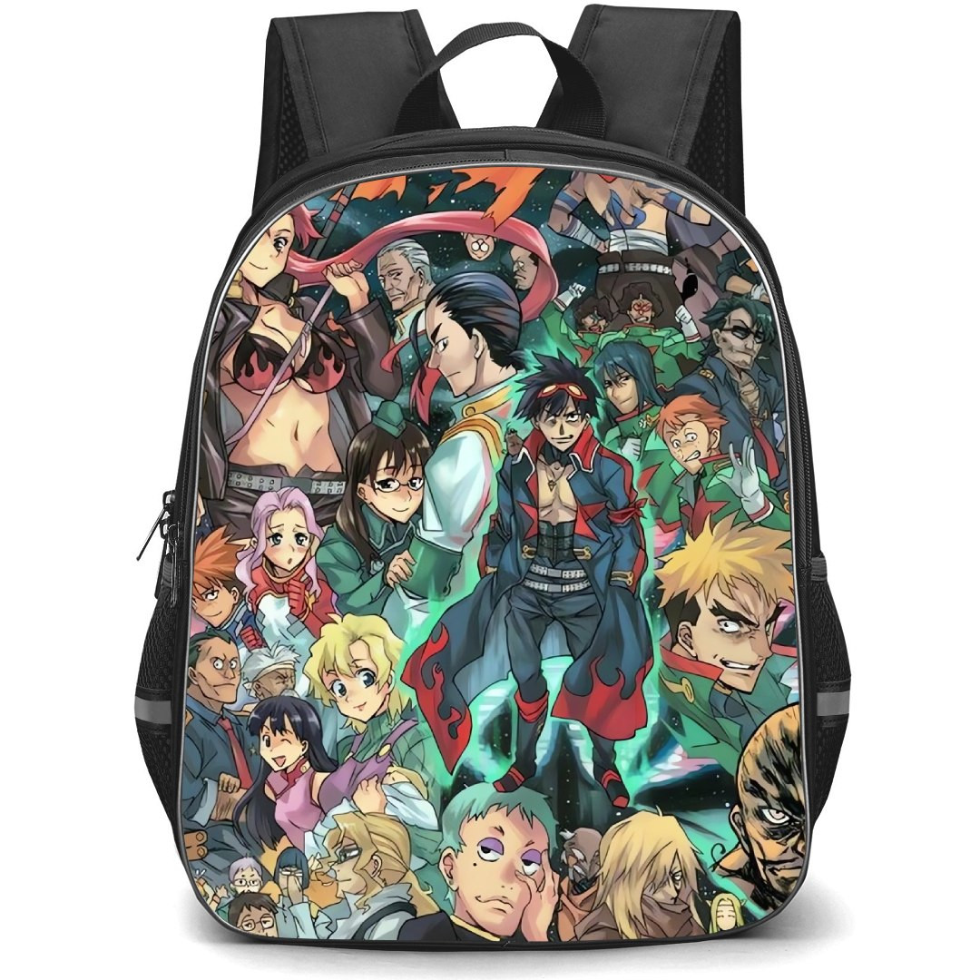 Gurren Lagann Backpack StudentPack - Characters Watercolor Art Collage