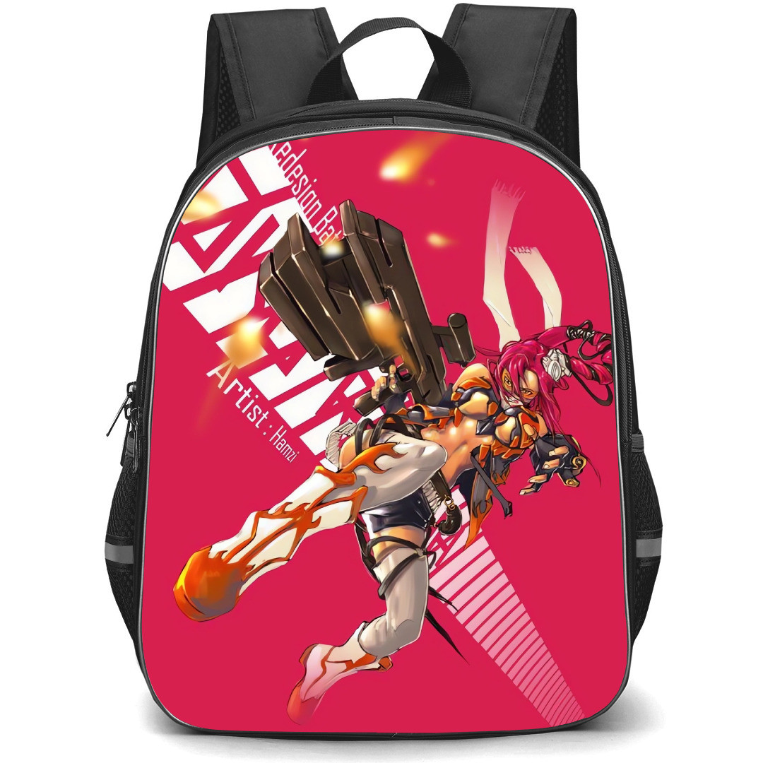 Gurren Lagann Yoko Littner Backpack StudentPack - Yoko Littner Holding Gun Pink Background