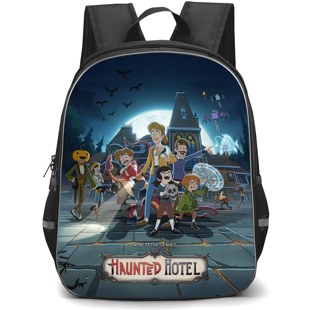 Haunted Hotel Backpack School Bag StudentPack - Haunted Hotel Family Team Up Poster Hotel Background