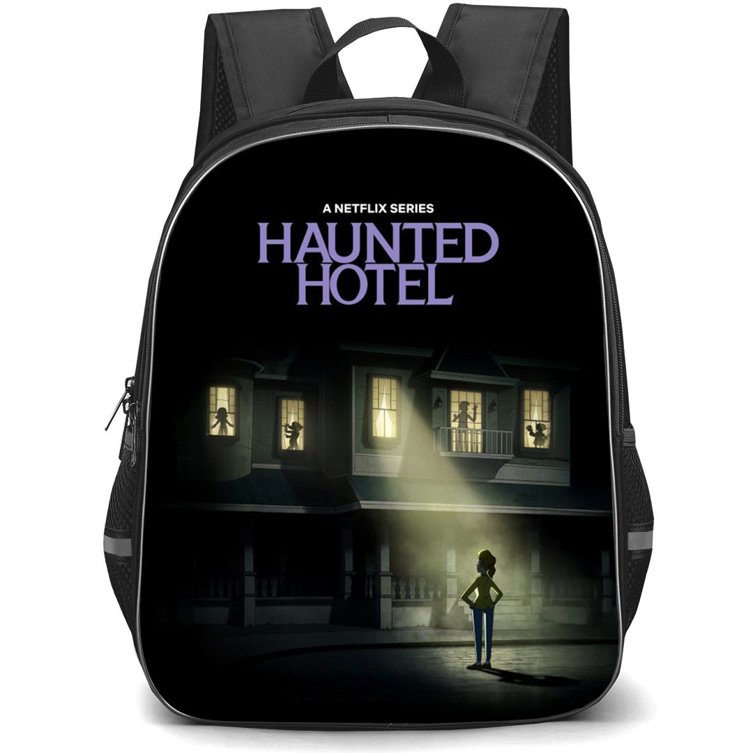 Haunted Hotel Backpack School Bag StudentPack - Katherine Look At Open Window At Night