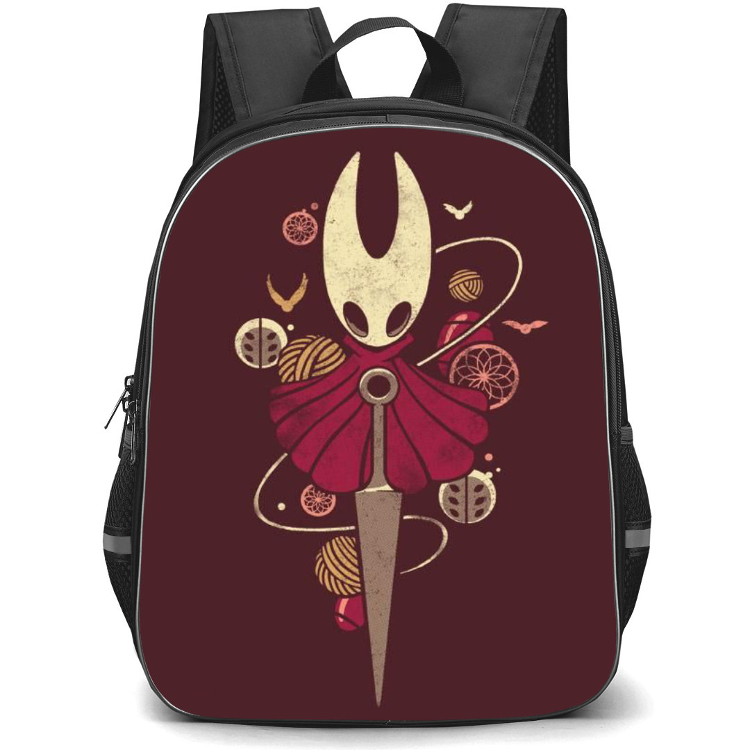 Hollow Knight Silksong Hornet Backpack School Bag StudentPack - Hornet Fierce Portrait Sticker Maroon Background