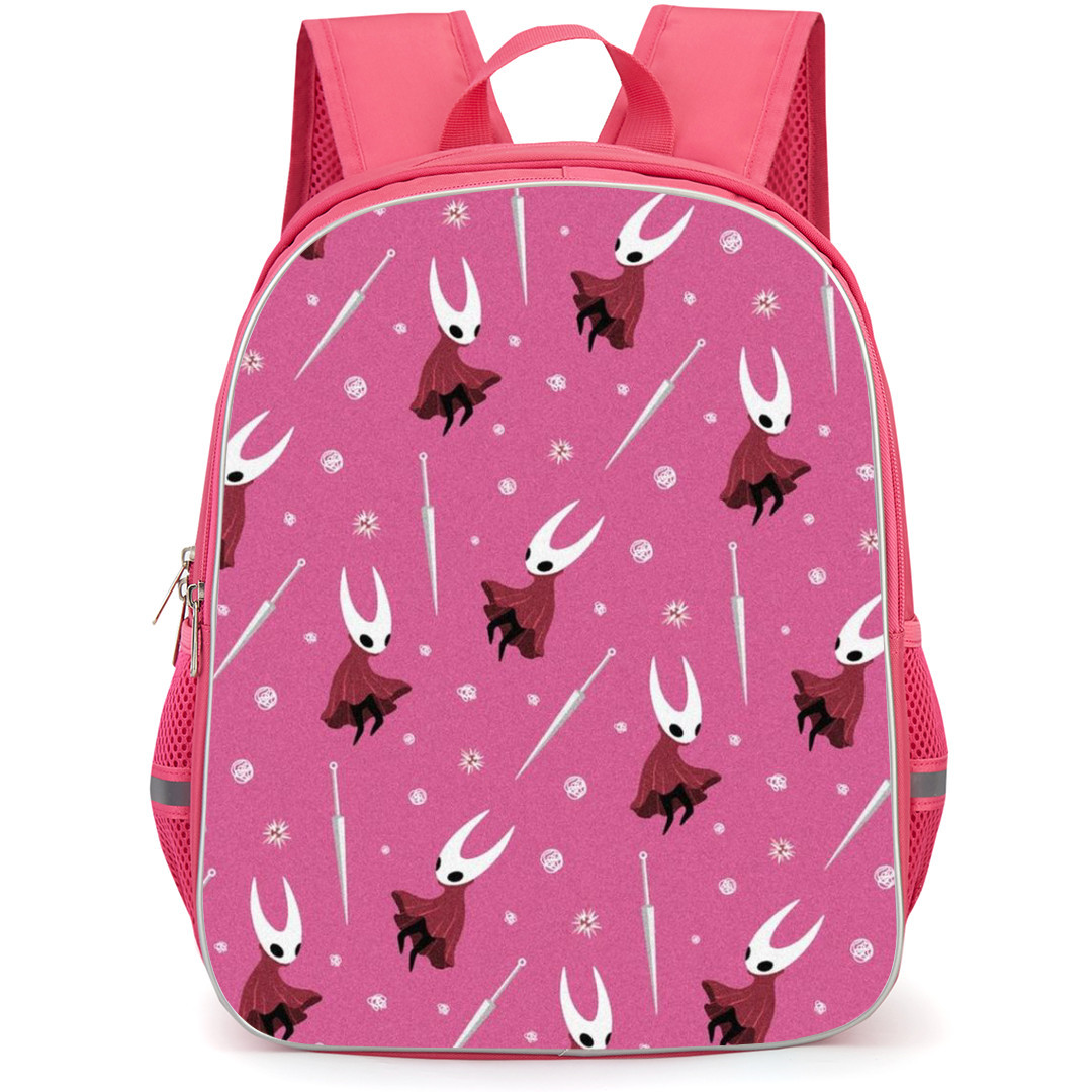 Hollow Knight Silksong Hornet Backpack School Bag StudentPack - Hornet Sword Portrait Pattern In Pink Background