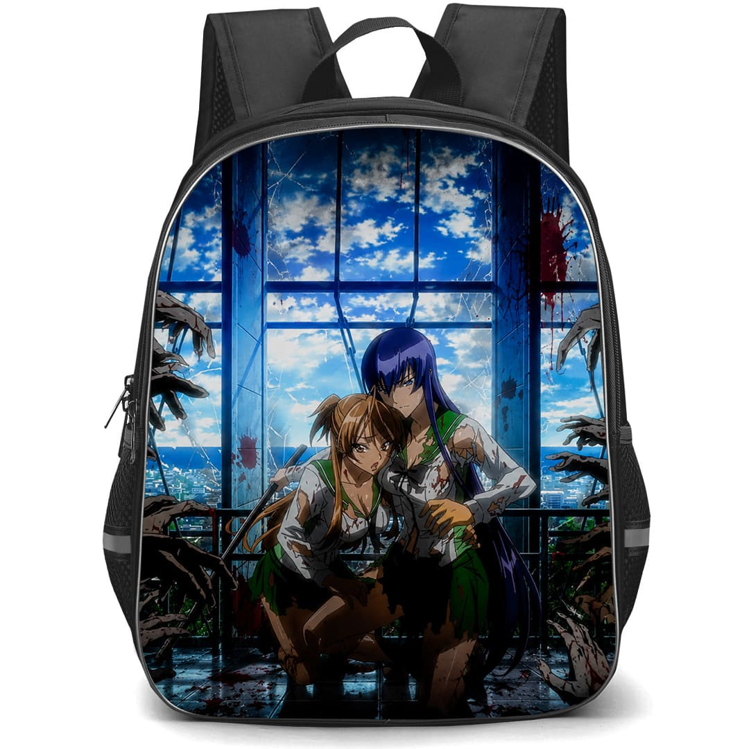 Highschool Of The Dead Backpack School Bag StudentPack - Rei Miyamoto And Sake Busujima Trapped Zombies