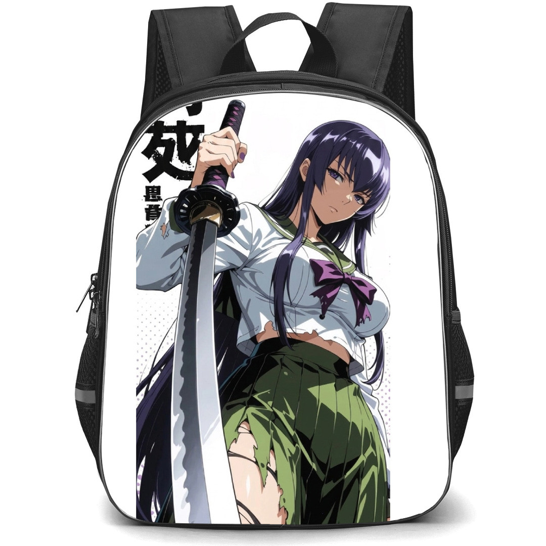 Highschool Of The Dead Saeko Busujima Backpack School Bag StudentPack - Saeko Busujima Ripped Skirt Fierce Portrait Poster