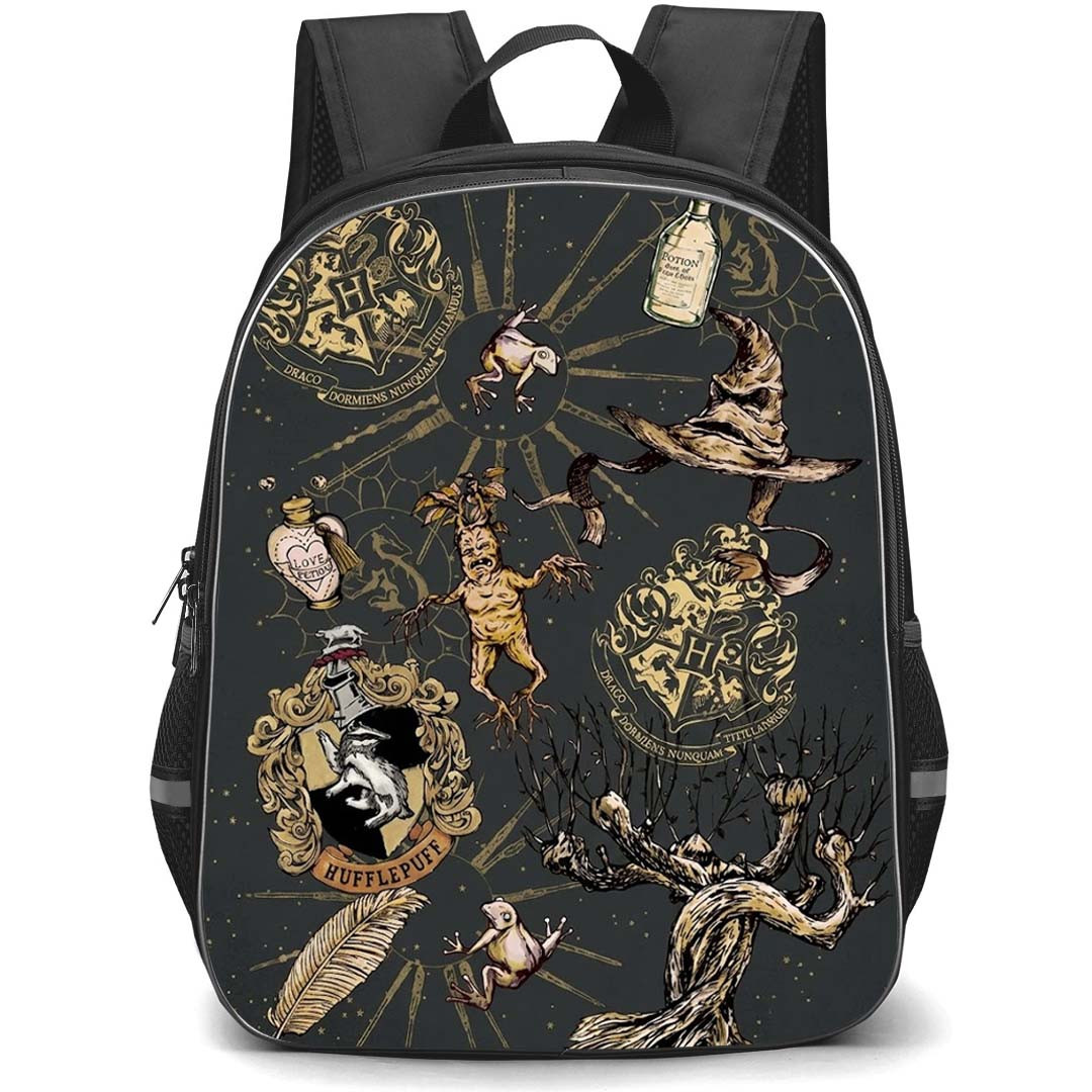 Harry Potter Backpack School Bag StudentPack - Harry Potter Hufflepuff Magical Creatures Poster