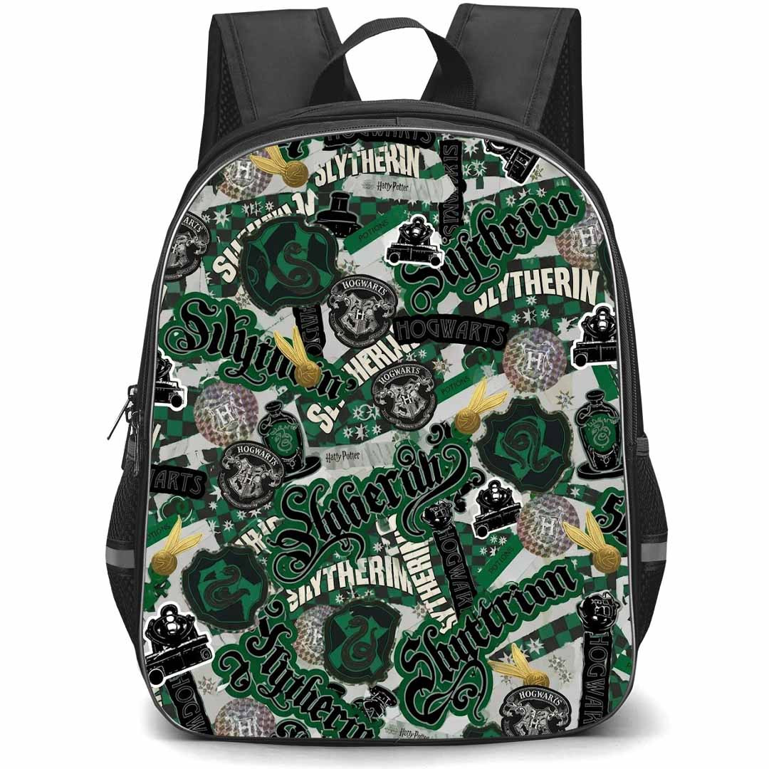 Harry Potter Backpack School Bag StudentPack - Harry Potter Slytherin Sticker Collage Poster