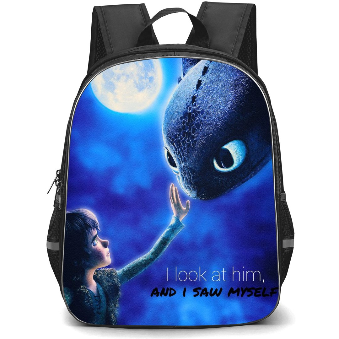 How To Train Your Dragon Backpack StudentPack - Hiccup And Night Furry I Look At Him On Moon Light Background Poster
