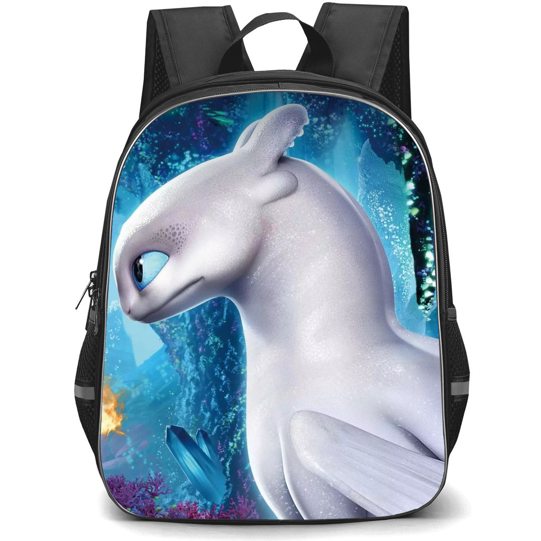How To Train Your Dragon Light Fury Backpack StudentPack - Light Fury Cute On Blue Forest Background