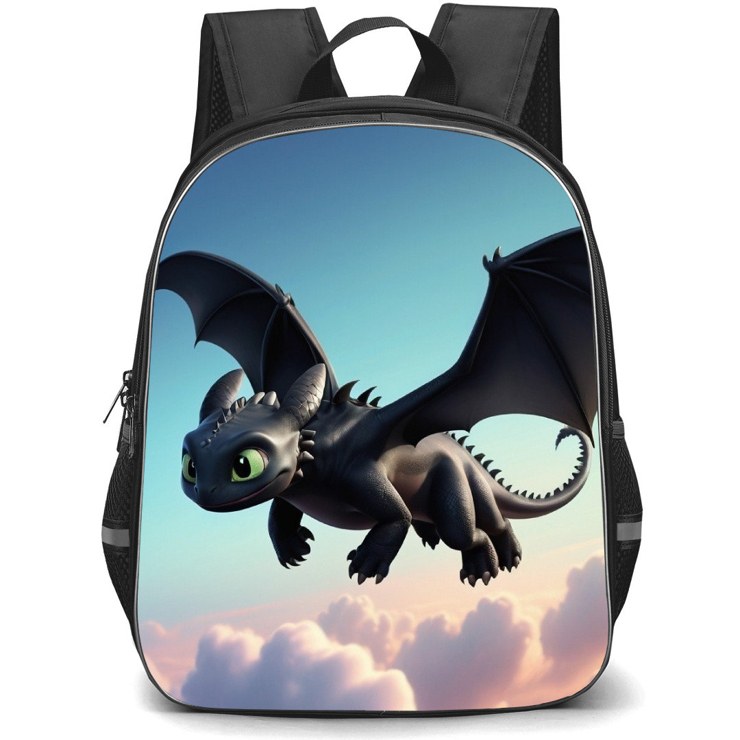 How To Train Your Dragon Night Fury Backpack StudentPack - Night Fury Flying On The Sky 3D Art Poster