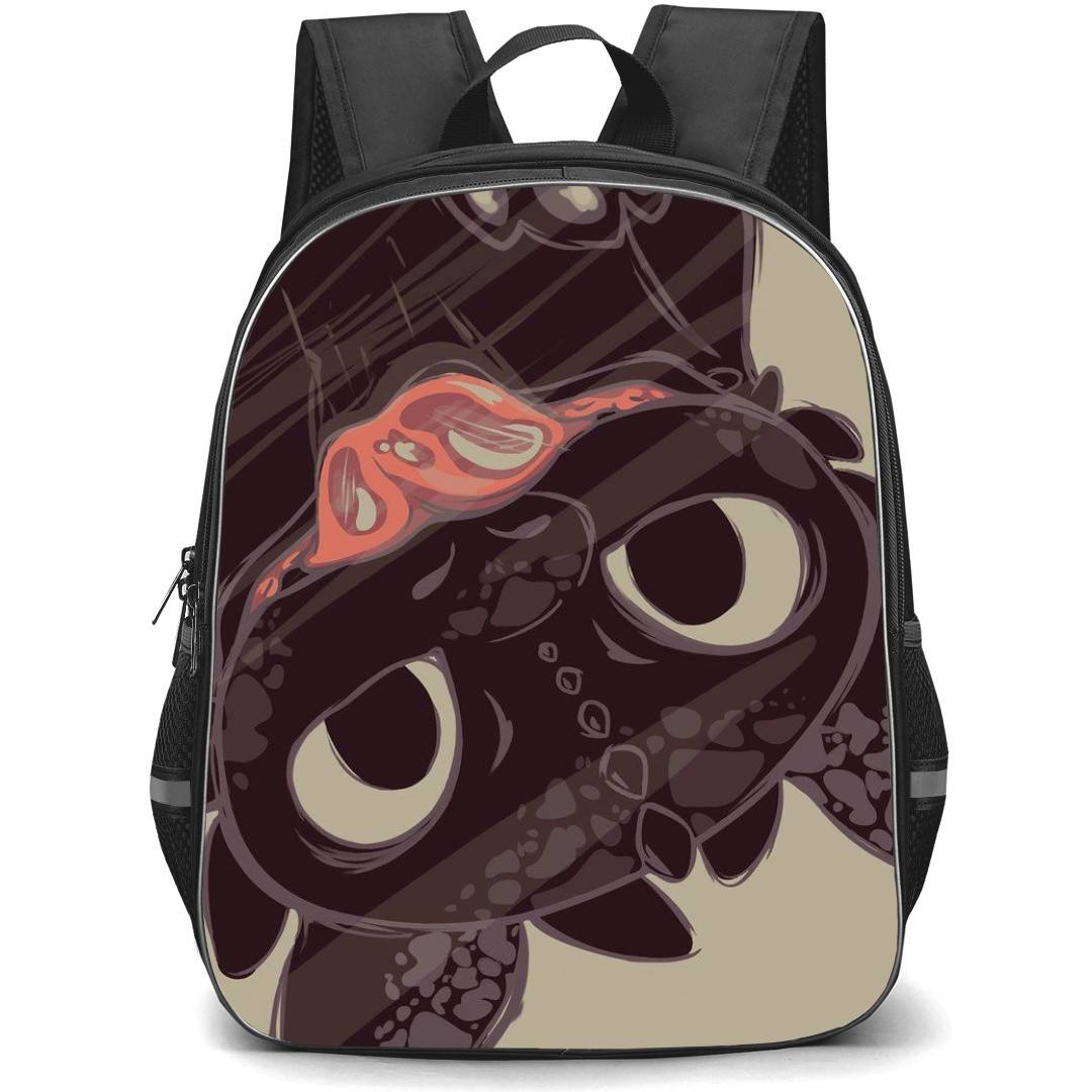 How To Train Your Dragon Night Fury Backpack StudentPack - Night Fury Up Side Down Drawing On Beige Background