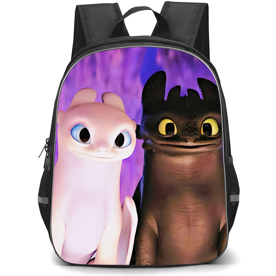 How To Train Your Dragon Backpack StudentPack - Toothless And Light Fury Smiling Portrait Poster