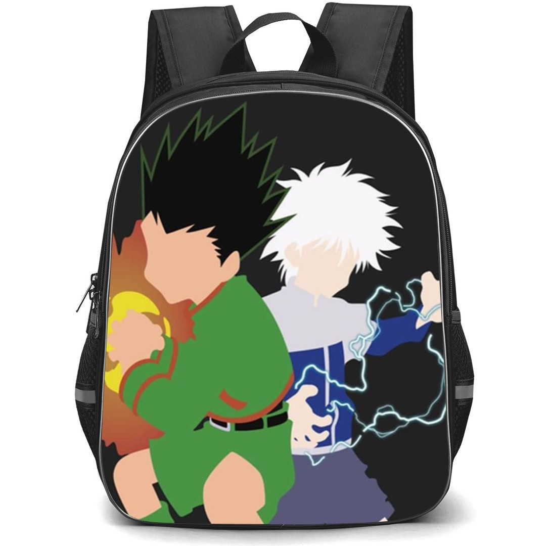 Hunter X Hunter Backpack StudentPack - Hunter X Hunter Gon Freecss Killua Zoldyck Attack Mode Minimalist On Black Background
