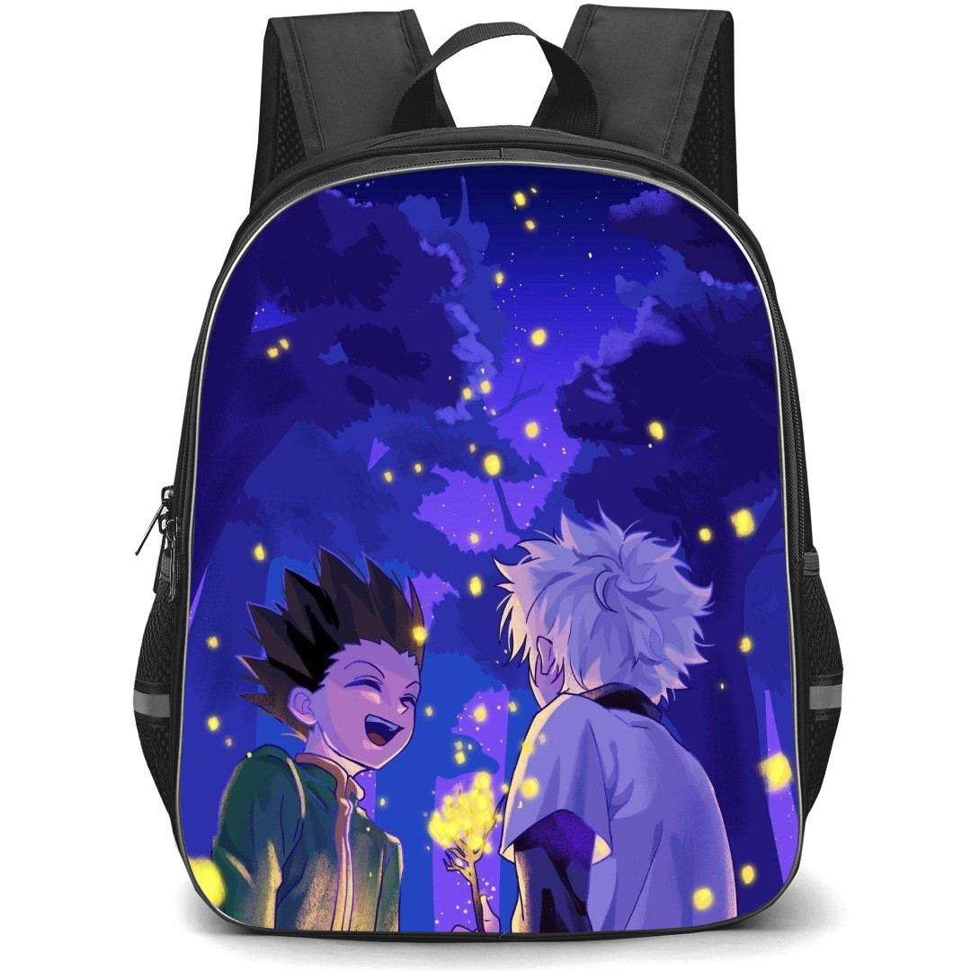 Hunter X Hunter Backpack StudentPack - Hunter X Hunter Gon Freecss Killua Zoldyck Smiling At Night Illustration