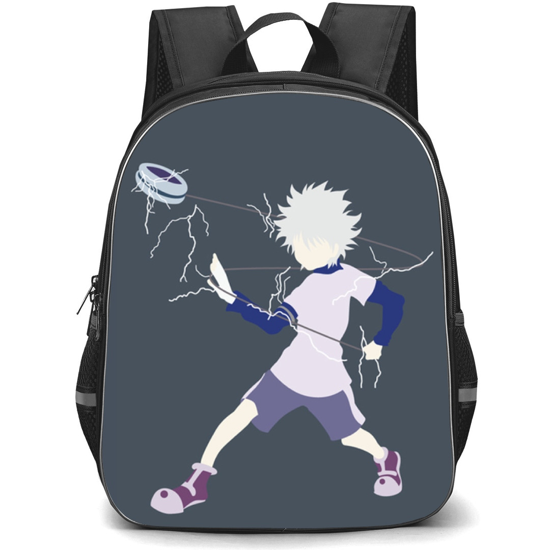 Hunter X Hunter Killua Zoldyck Backpack StudentPack - Hunter X Hunter Killua Zoldyck Attack Mode Minimalist On Grey Background
