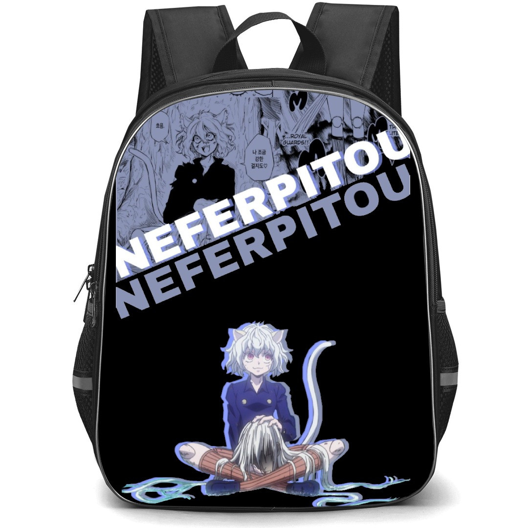 Hunter X Hunter Neferpitou Backpack StudentPack - Hunter X Hunter Neferpitou Sitting On Comic Background
