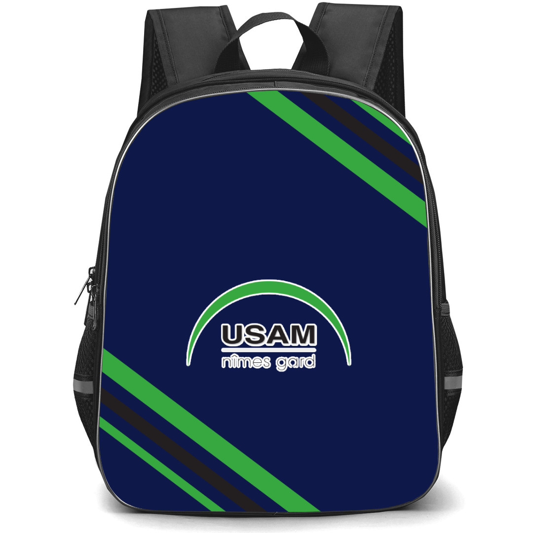 Union Sportive des Anciens du Mont Duplan Nimes Gard Backpack School Bag StudentPack - Large Logo With Stripe