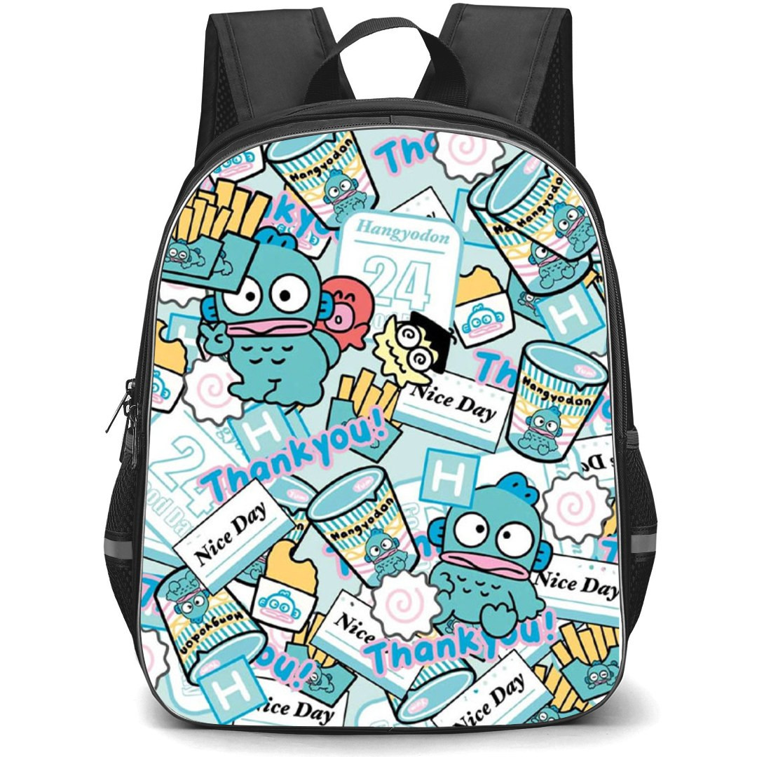 Hangyodon Sanrio Backpack StudentPack - Hangyodon Sanrio Sitting Illustration Art On Cyan Background