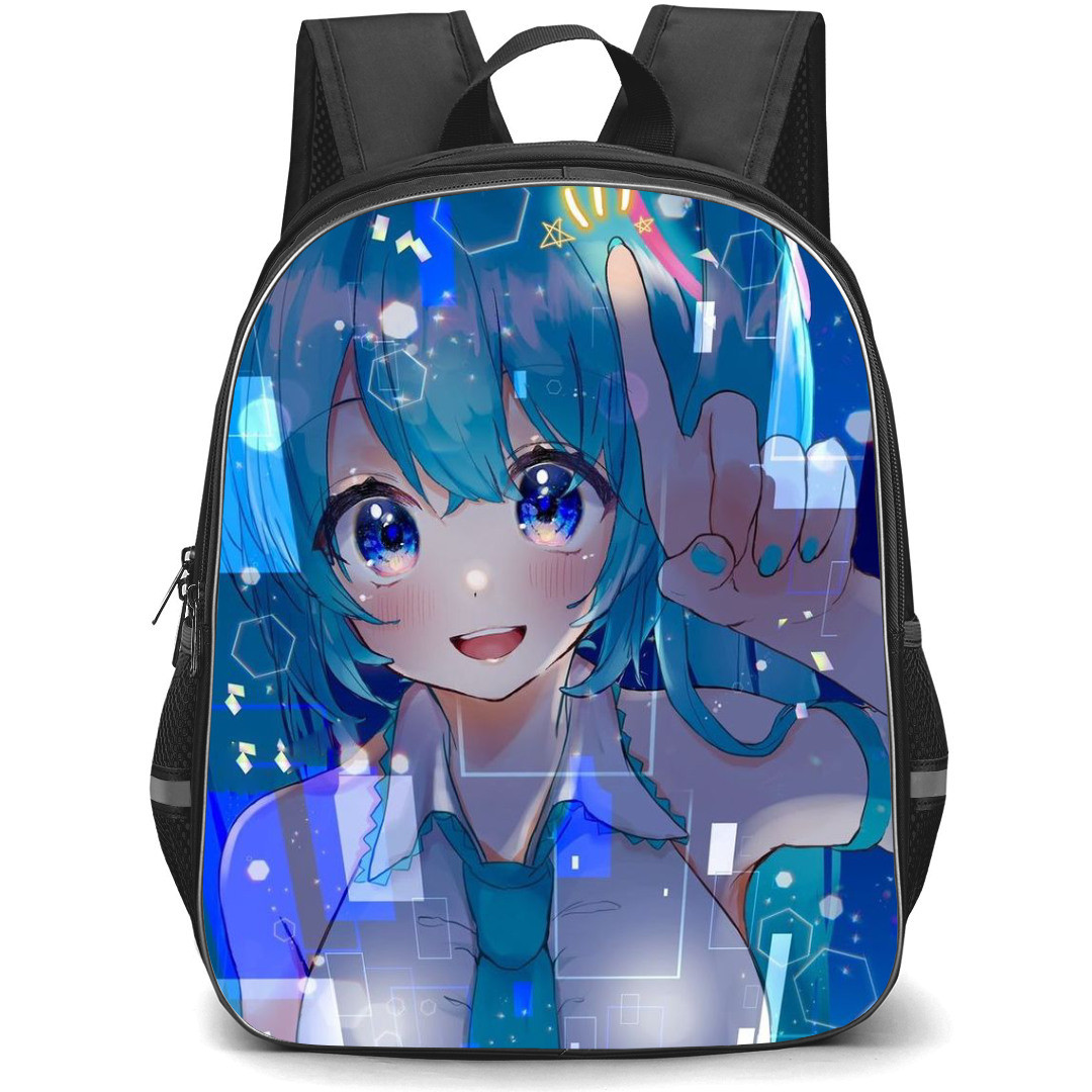 Hatsune Miku Backpack StudentPack - Hatsune Miku Finger Press Hexagon Background