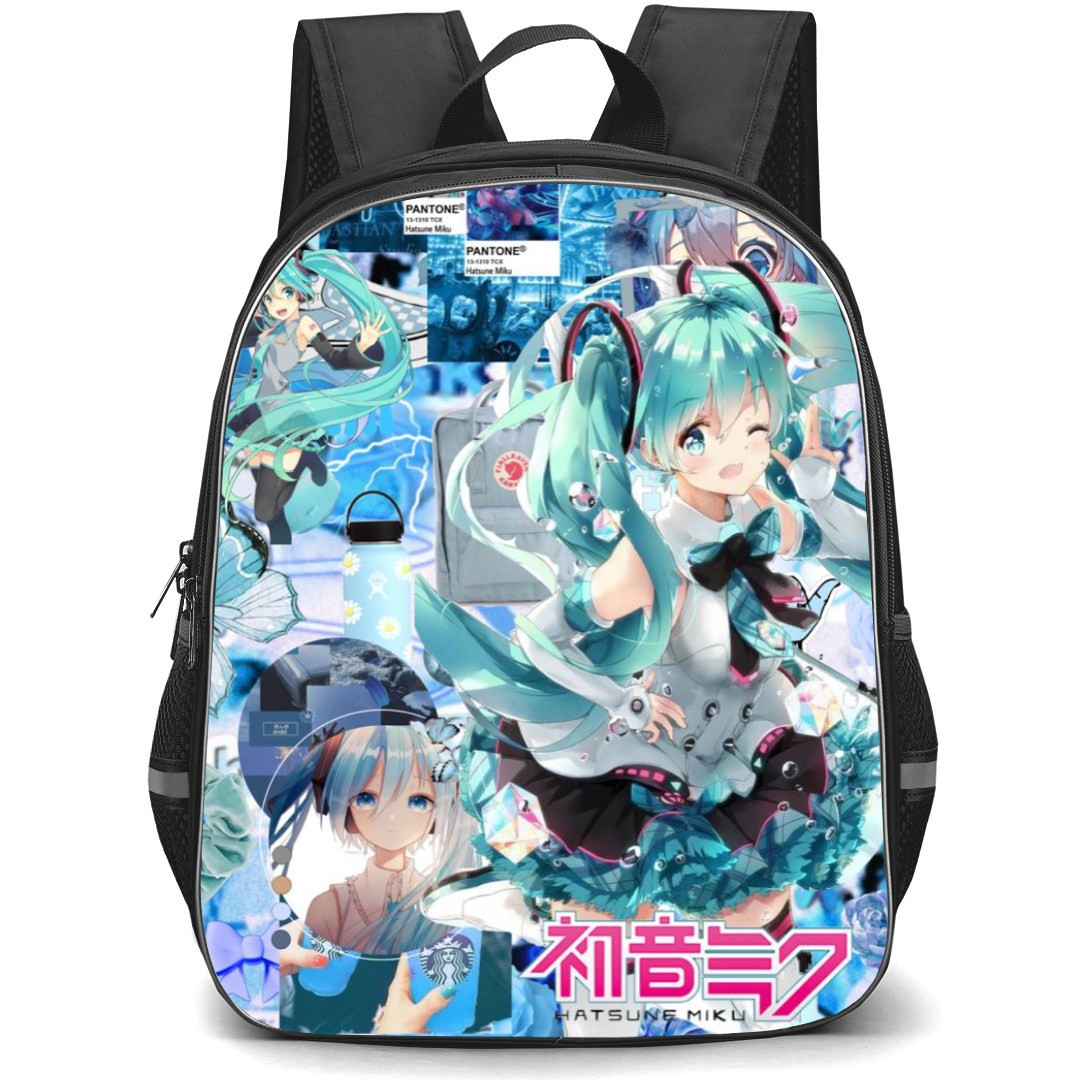 Hatsune Miku Backpack StudentPack - School Items Blue Background Collage