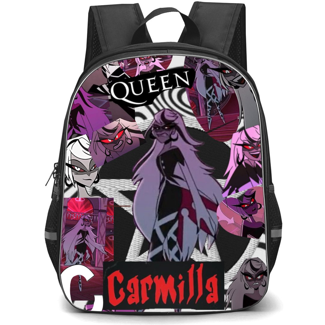 Hazbin Hotel Carmilla Carmine Backpack StudentPack - Carmilla Carmine Purple Illustration Art Collage Poster