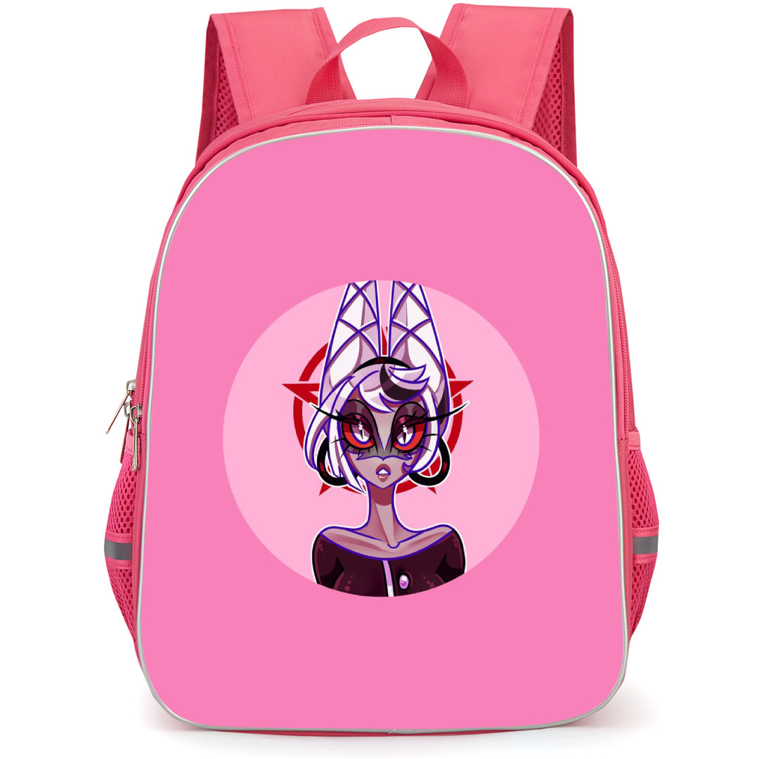 Hazbin Hotel Carmilla Carmine Backpack StudentPack - Carmilla Carmine Portrait Illustration Art On Pink Background Sticker
