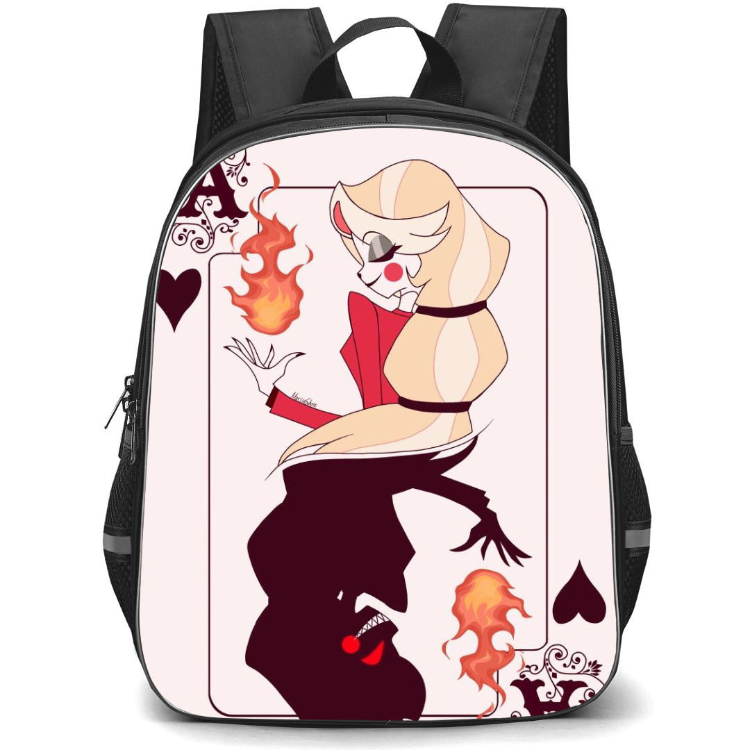 Hazbin Hotel Charlie Morningstar Backpack StudentPack - Charlie Morningstar On Playing Card Illustration Art Sticker