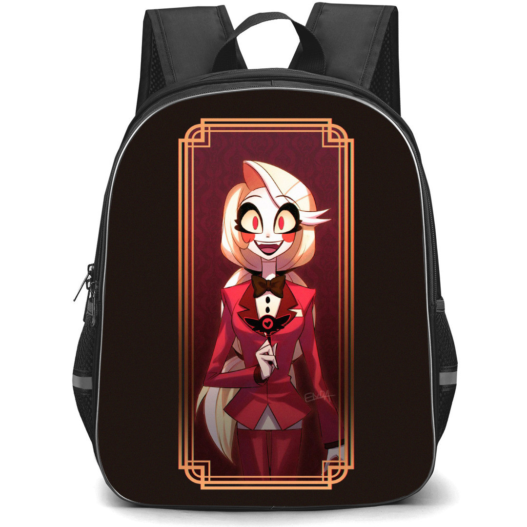 Hazbin Hotel Charlie Morningstar Backpack StudentPack - Charlie Morningstar In Red Suit Illustration Art Sticker